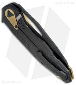 Microtech Sigil MK6 Frame Lock Knife Brass/Black (3.75" DLC Serr) -Blade HQ Shop MICROTECH SIGIL MK6 FL BRASS BLACK DLC SERR 196 2 DLCBR BHQ 76137 JR side 2