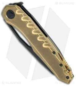 Microtech Sigil MK6 Frame Lock Knife Brass/Black (3.75" DLC Serr) -Blade HQ Shop MICROTECH SIGIL MK6 FL BRASS BLACK DLC SERR 196 2 DLCBR BHQ 76137 JR spine 2