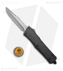 Marfione Custom Combat Troodon Interceptor OTF CF/Blue Ti (3.8" Two-Tone SW) -Blade HQ Shop Marfione Custom Combat Troodon Interceptor CF Blue TT SW BHQ 67592 jr bottlecap