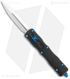 Marfione Custom Dirac OTF Automatic Knife Aluminum/Blue Ringed (3" Mirror)