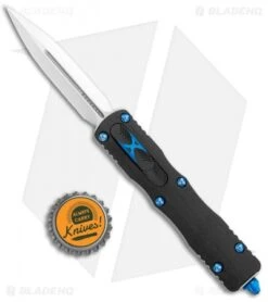 Marfione Custom Dirac OTF Automatic Knife Aluminum/Blue Ringed (3" Mirror) -Blade HQ Shop Marfione Custom Dirac OTF Auto Mirror BHQ 115574 jr bottlecap