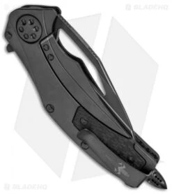 Marfione Custom Matrix-R Flipper Knife Carbon Fiber (3.75" DLC Hand Rubbed) -Blade HQ Shop Marfione Custom Matrix R CF TT Satin BHQ 68437 jr side