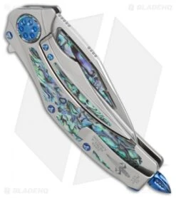 Marfione Custom Super Matrix-R Knife Titanium/Abalone (3.75" Mirror) -Blade HQ Shop Marfione Custom Super Matrix R ti abalone mirror BHQ 27860 er side