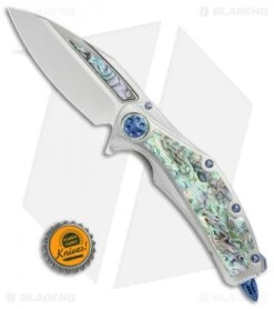 Marfione Custom Super Matrix-R Knife Titanium/Abalone (3.75" Mirror) -Blade HQ Shop Marfione Custom Super Matrix R ti abalone mirror BHQ 27860 er size