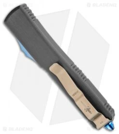 Marfione Custom Ultratech D/E OTF Knife Blue Ti HW (3.4" Blue Mosaic Damascus) -Blade HQ Shop Marfione Custom Ultratech DE OTF blue Ti HW Blue Mosaic Damascus BHQ 108667 jr side