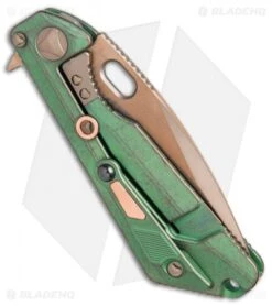 Marfione/Strider Custom MSG-3.5 Flipper Knife Green/Copper (3.5" Bronze Satin) -Blade HQ Shop Marfione Strider Custom MSG copper inlay bronze satin BHQ 71509 er side
