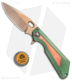 Marfione/Strider Custom MSG-3.5 Flipper Knife Green/Copper (3.5" Bronze Satin) -Blade HQ Shop Marfione Strider Custom MSG copper inlay bronze satin BHQ 71509 jr bottlecap