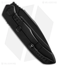 Microtech Anax S/E Frame Lock Knife Black Titanium/CF Inlay (3.8" Serrated DLC) -Blade HQ Shop Microtech Anax SE FLK Ti Carbon Fiber Inlay Serrated 3in DLC BHQ 181083 td side