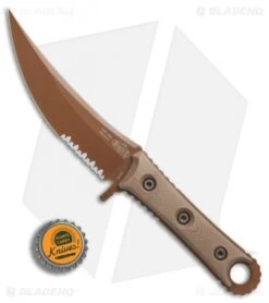 Microtech Borka SBK Fixed Blade Knife Tan G-10 (5" Tan Serr) 200-2PVDTN -Blade HQ Shop Microtech Borka SBK tan G10 tan serr BHQ 74306 er bottlecap