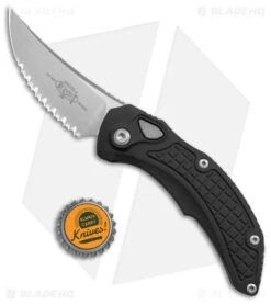 Microtech Brachial Automatic Knife Black Aluminum (3.25" Serrated Stonewash) -Blade HQ Shop Microtech Brachial Auto Black Aluminum Serr SW BHQ 157446 jr bottlecap