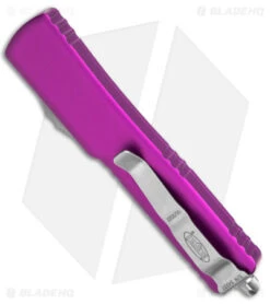 Microtech CA Legal UTX-70 S/E OTF Auto Knife Violet (1.9" SW) CA148-10 -Blade HQ Shop Microtech CA Legal UTX 70 S E OTF Automatic Knife Violet 1in SW BHQ 146603 td side