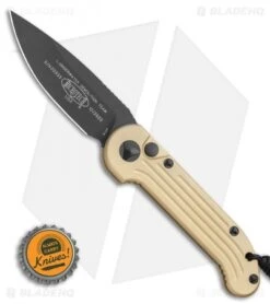 Microtech LUDT Automatic Knife Champagne Gold (3.4" Black) -Blade HQ Shop Microtech Champagne LUDT Automatic Knife Black PLN BHQ 1187 LS Bottlecap