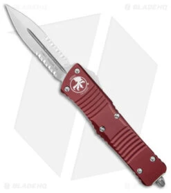 Microtech Combat Troodon D/E OTF Knife Maroon (3.8" Stonewash Serr) 142-11MR