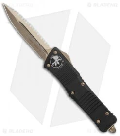 Microtech Combat Troodon D/E OTF Knife Black (3.8" Bronze Full Serr) 142-15