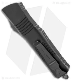 Microtech Combat Troodon D/E OTF Auto Knife Shadow Black (3.8" Black Full Serr) -Blade HQ Shop Microtech Combat Troodon DE Shadow OTF Auto Black Black Full Serr BHQ 146592 jr side