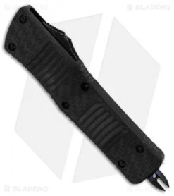 Microtech Combat Troodon Hellhound Tanto OTF Knife Carbon Fiber (3.8" DLC) -Blade HQ Shop Microtech Combat Troodon Hellhound Tanto OTF CF DLC BHQ 85173 er spine