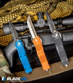 Microtech Combat Troodon OTF D/E Automatic Knife (3.8" Black Serr) 142-2 -Blade HQ Shop Microtech Combat Troodon Hellhound Tanto OTF Knife Orange SW 219 10OR BHQ 105402 kp plink plink web 1