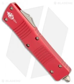 Microtech Signature Series Combat Troodon Hellhound Tanto OTF Knife (3.8" Brnz) -Blade HQ Shop Microtech Combat Troodon Hellhound Tanto OTF Red Bronze 219 13RDS BHQ 107993 jr spine