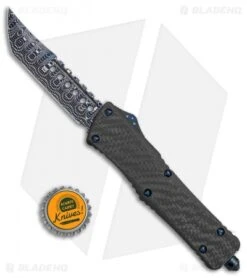 Microtech Combat Troodon Hellhound Tanto Carbon Fiber (3.4" Spiro Damascus) -Blade HQ Shop Microtech Combat Troodon Hellhound Tanto cf spiro damascus BHQ 68763 er size