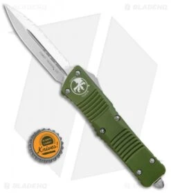 Microtech Combat Troodon OTF D/E Knife OD Green (3.8" Satin Full Serr) 142-6OD -Blade HQ Shop Microtech Combat Troodon OTF DE Auto OD Green Satin Full Serr 142 6OD BHQ 50395 jr bottlecap