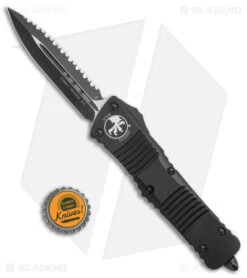 Microtech Tactical Combat Troodon OTF Dagger Knife (3.8" Black Full Serr) 142-3T -Blade HQ Shop Microtech Combat Troodon OTF DE Dagger Black Full Serr BHQ 6422 jr bottlecap