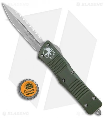 Microtech Combat Troodon OTF Knife D/E Dagger OD Green (3.8" SW Full Serr) 6 Microtech Combat Troodon OTF Knife D/E Dagger OD Green (3.8" SW Full Serr) - Image 4