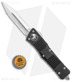 Microtech Combat Troodon OTF Knife D/E Dagger (3.8" Satin Serr) 142-5 -Blade HQ Shop Microtech Combat Troodon OTF DE Dagger Satin Serr BHQ 5298 jr bottlecap