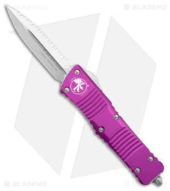Microtech Combat Troodon OTF Knife D/E Dagger Violet (3.8" SW Full Serr)