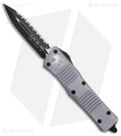 Microtech Combat Troodon OTF Dagger Automatic Knife Gray (3.8" Black Full Serr)