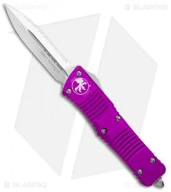 Microtech Combat Troodon OTF Knife D/E Dagger Violet (3.8" Satin Full Serr)