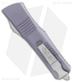 Microtech Combat Troodon OTF Knife D/E Dagger Gray (3.8" Stonewash Full Serr) -Blade HQ Shop Microtech Combat Troodon OTF Knife D E Dagger Gray 3.8 Stonewash Full Serr 142 12GY BHQ 98063 LS Side