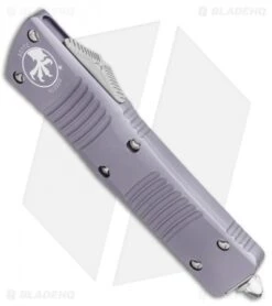 Microtech Combat Troodon OTF Knife D/E Dagger Gray (3.8" Stonewash Full Serr) -Blade HQ Shop Microtech Combat Troodon OTF Knife D E Dagger Gray 3.8 Stonewash Full Serr 142 12GY BHQ 98063 LS Spine