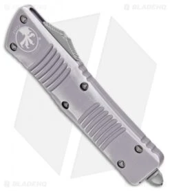 Microtech Combat Troodon S/E OTF Automatic Knife Gray Distressed (3.8")143-10DGY -Blade HQ Shop Microtech Combat Troodon SE OTF Auto Gray Distressed 143 10DGY BHQ 100238 jr spine