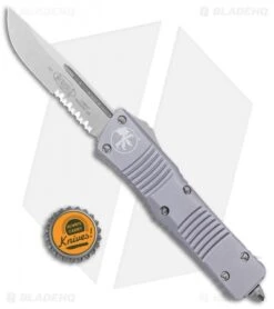 Microtech Combat Troodon S/E OTF Automatic Knife Gray (3.8" Stonewash Serr) -Blade HQ Shop Microtech Combat Troodon SE OTF Gray SW Serr 143 11GY BHQ 98110 jr bottlecap 1