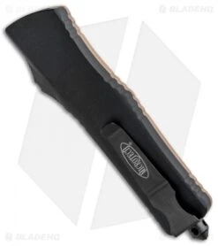 Microtech Combat Troodon T/E OTF Automatic Knife Tan G-10 (3.8" Black) -Blade HQ Shop Microtech Combat Troodon TE OTF Auto Tan G 10 Black 144 1GTTA BHQ 91963 jr side