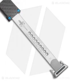 Marfione Custom Halo VI Hellhound Tanto OTF CF Top W/Blue HW (4.4" Mirror) -Blade HQ Shop Microtech Custom Halo VI Hellhound Tanto OTF CF Top Blue HW Mirror 351 MCK BHQ 99416 ns pull