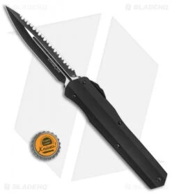 Microtech Cypher D/E OTF Auto Knife Smooth Tactical (4" Black Full Serr) 8 Microtech Cypher D/E OTF Auto Knife Smooth Tactical (4" Black Full Serr) -Blade HQ Shop Microtech Cypher DE Tactical Black Full Serr 2421T BHQ 81998 er bottlecap jr