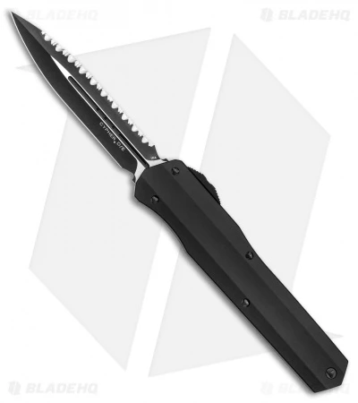 Microtech Cypher D/E OTF Auto Knife Smooth Tactical (4" Black Full Serr) 2 Microtech Cypher D/E OTF Auto Knife Smooth Tactical (4" Black Full Serr)