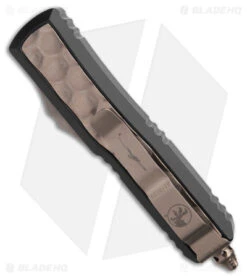 Microtech Daytona D/E OTF Auto Knife Bubble Ti Inlay/Alum (3.25" Bronzed) -Blade HQ Shop Microtech Daytona DE OTF AK Bubble Ti Inlay Alum 3in Bronzed BHQ 181081 td side