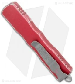 Microtech Dirac D/E OTF Automatic Knife Distressed Red (3" Apoc) -Blade HQ Shop Microtech Dirac DE OTF Distressed Red Apocalyptic BHQ 131514 jr side