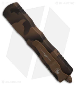 Microtech Dirac D/E Signature Series OTF Automatic Knife Coyote Camo (2.8" Serr) -Blade HQ Shop Microtech Dirac DE Signature Series OTF AK Coyote Camo 2in Serr BHQ 178247 td side