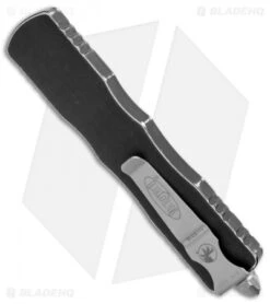 Microtech Dirac Delta Dagger OTF Automatic Black Dist. (3.75" Black Full Serr) -Blade HQ Shop Microtech Dirac Delta DE Distressed Black Double Full Serr 227 D3DBK BHQ 104689 jr side