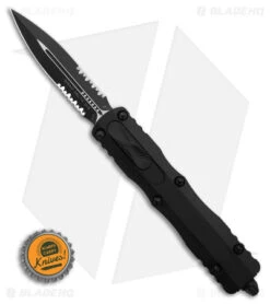 Microtech Dirac Delta D/E OTF Automatic Knife Black (3.75" Black Serr) 227-2T -Blade HQ Shop Microtech Dirac Delta DE OTF AK Black 3in Black Serr BHQ 175697 td size