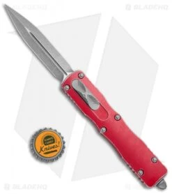 Microtech Dirac Delta OTF Automatic Knife Distressed Red (3.75" Apocalyptic) -Blade HQ Shop Microtech Dirac Delta Dagger OTF Auto Distress Red Apocalyptic 227 10DRD BHQ 110943 jr bottlecap