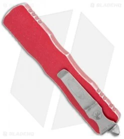 Microtech Dirac Delta OTF Automatic Knife Distressed Red (3.75" Apocalyptic) -Blade HQ Shop Microtech Dirac Delta Dagger OTF Auto Distress Red Apocalyptic 227 10DRD BHQ 110943 jr side