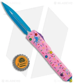 Microtech Exclusive Dessert Warrior Ultratech D/E OTF Donut Pink (3.4" Blue) -Blade HQ Shop Microtech Exclusive Dessert Warrior Ultratech DE OTF Donut Pink Blue BHQ 174707 jr bottlecap 1