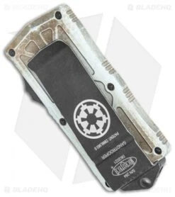 Microtech Exocet Tanto Sandtrooper CA Legal OTF Automatic Knife (1.9" Brown Ser) -Blade HQ Shop Microtech Exocert DE FS Sand Trooper Tanto Serr 158 3SA BHQ 135905 jr side