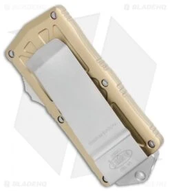 Microtech Exocet Dagger CA Legal OTF Automatic Knife Champagne (1.9" Stonewash) -Blade HQ Shop Microtech Exocert Dagger CA Legal OTF Auto Champagne SW BHQ 110879 jr side