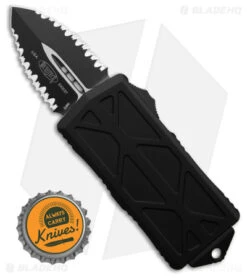 Microtech Exocet CA Legal OTF Auto Knife Black (1.9" Black Double Serrated) -Blade HQ Shop Microtech Exocet CA Legal OTF Auto Knife Black 1.9 in Black Double Serrated BHQ 181702 hd size