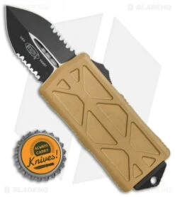 Microtech Exocet Dagger CA Legal OTF Champagne Gold (1.9" Black Serr) 157-2 CG -Blade HQ Shop Microtech Exocet Dagger CA Legal OTF Auto Champagne Gold Black Serr 157 2CG BHQ 116139 jr bottlecap